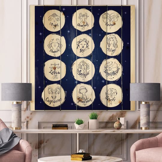 Designart - Zodiac Signs On Blue